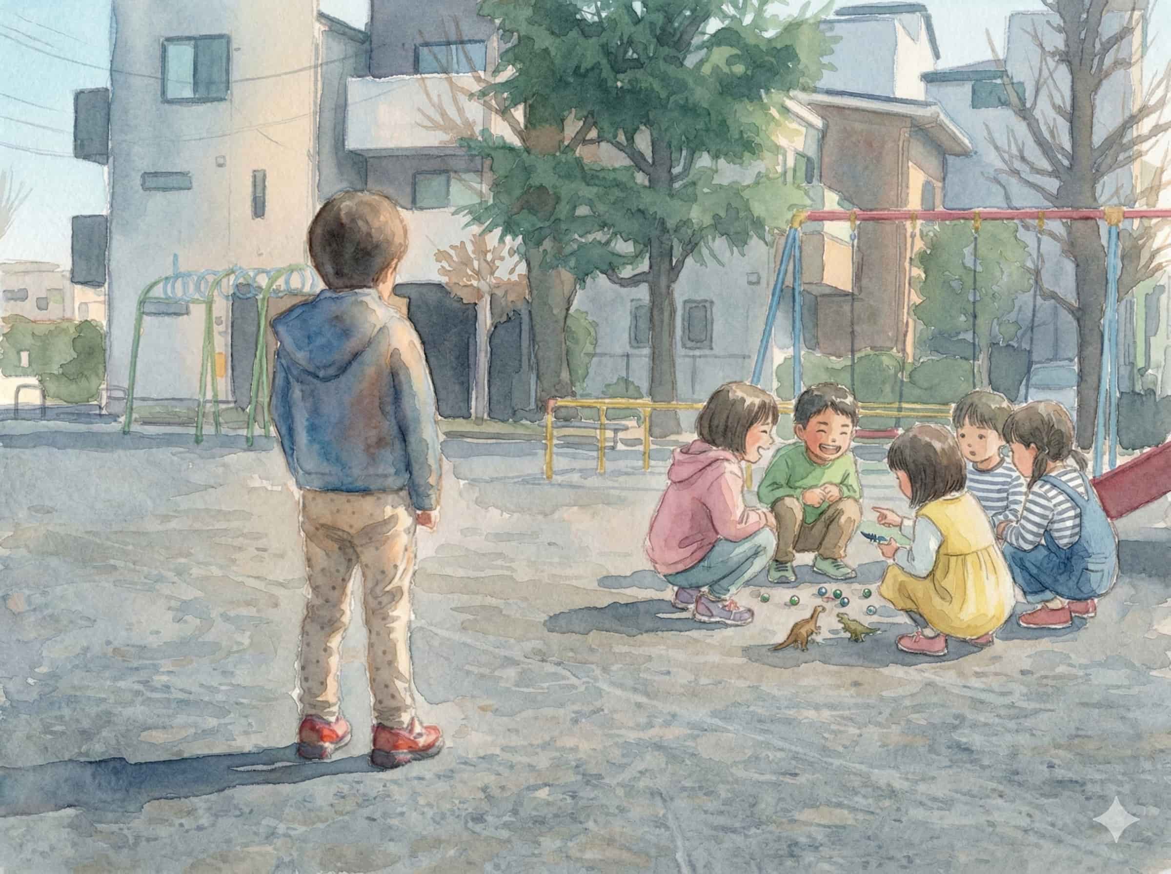 公園で立ち尽くす我が子